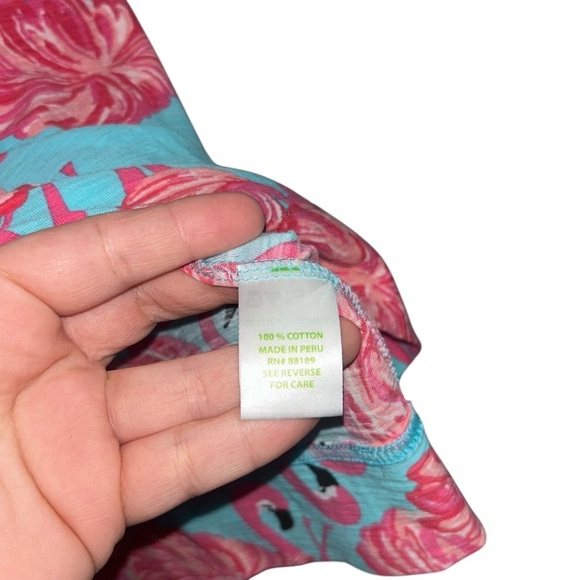 Lilly Pulitzer A Little Leg Flamingo Cassie Dress Pink/Blue 100% Cotton Small - Picture 8 of 8